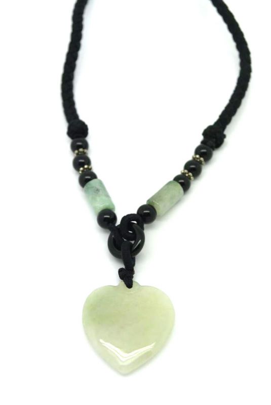 Necklace with Jade pendant White Heart 2