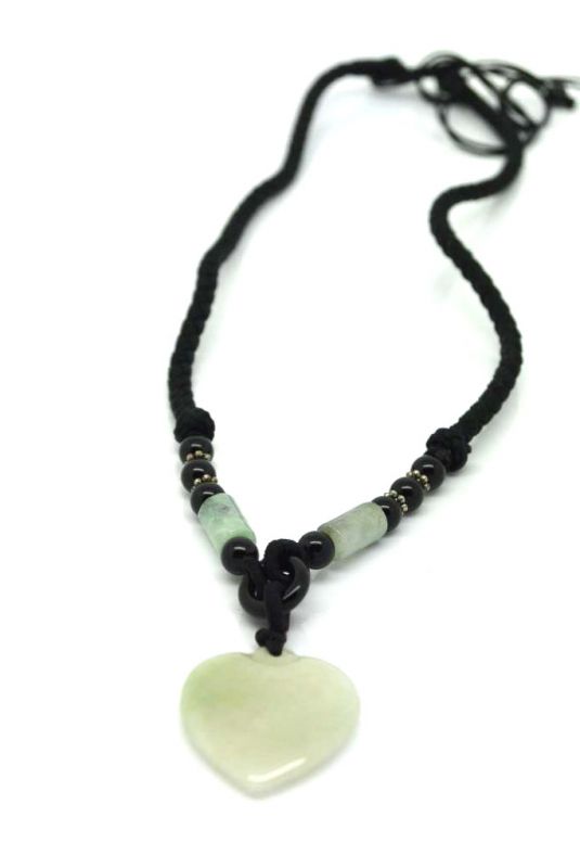 Necklace with Jade pendant White Heart 3