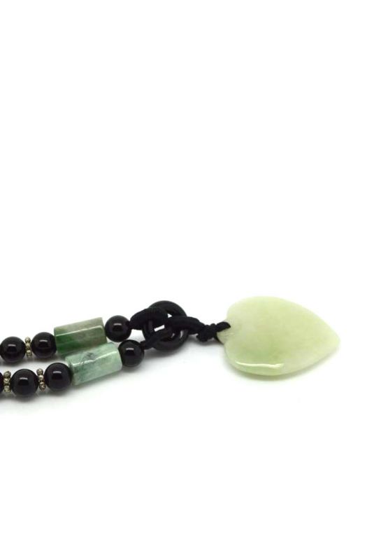 Necklace with Jade pendant White Heart 4