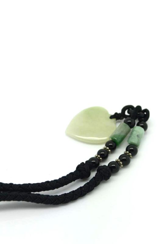 Necklace with Jade pendant White Heart 5