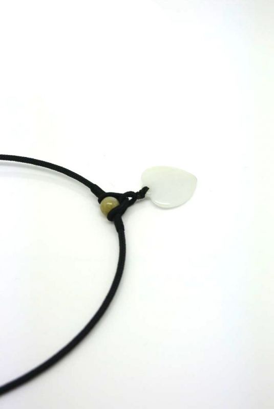 Necklace with Small Jade pendant White Heart 4