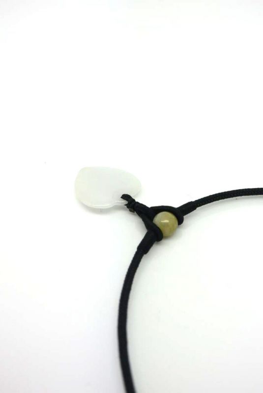 Necklace with Small Jade pendant White Heart 5