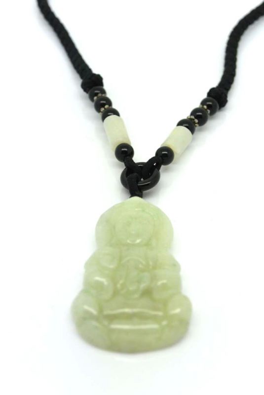 Necklace with White Chinese Jade Pendant Buddha 2