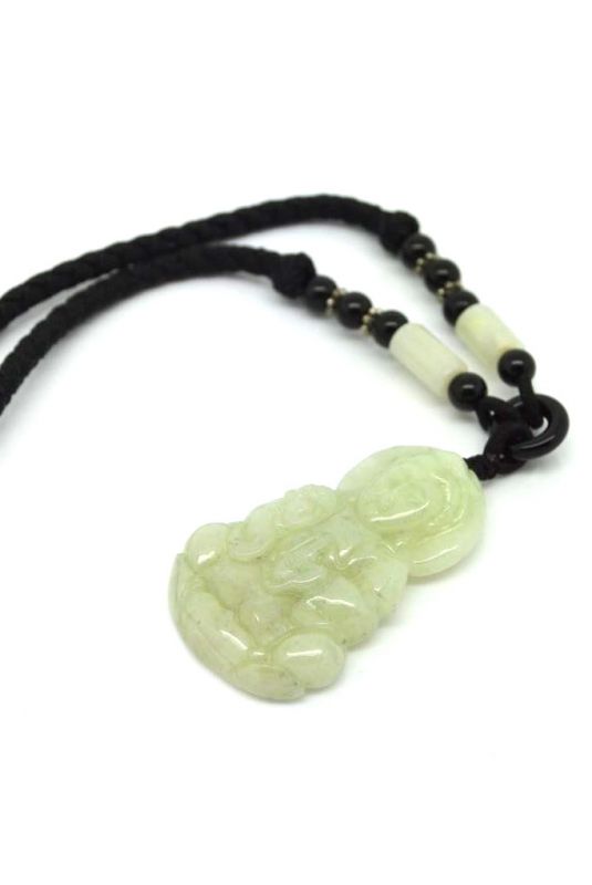 Necklace with White Chinese Jade Pendant Buddha 5