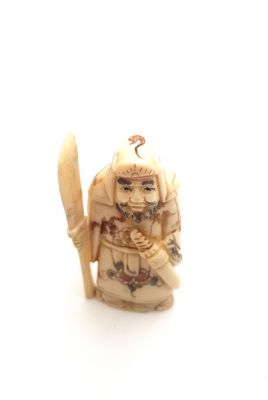 Netsuké Chinois en Os de Buffle - Gardien japonais Netsuké Chinois en Os de Buffle - Gardien japonais