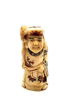 Netsuké Chinois en Os de Buffle - Le moine du village