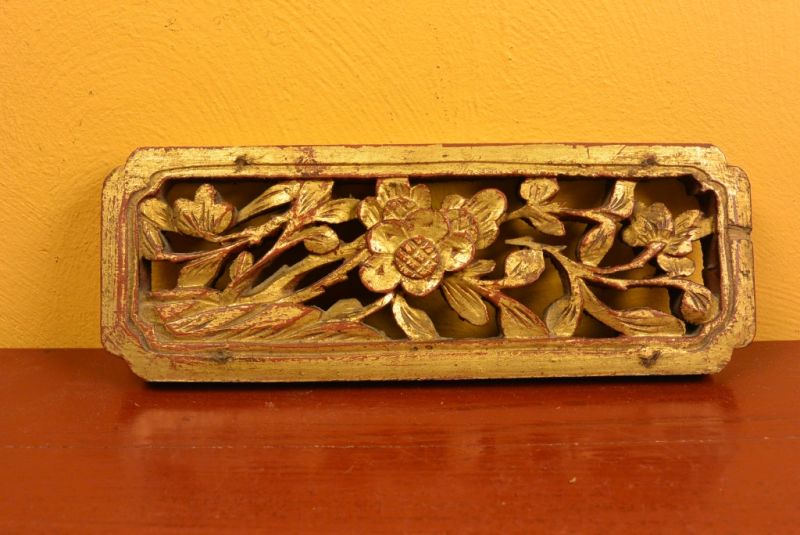 Old Asian Panel in Wood Flower 1