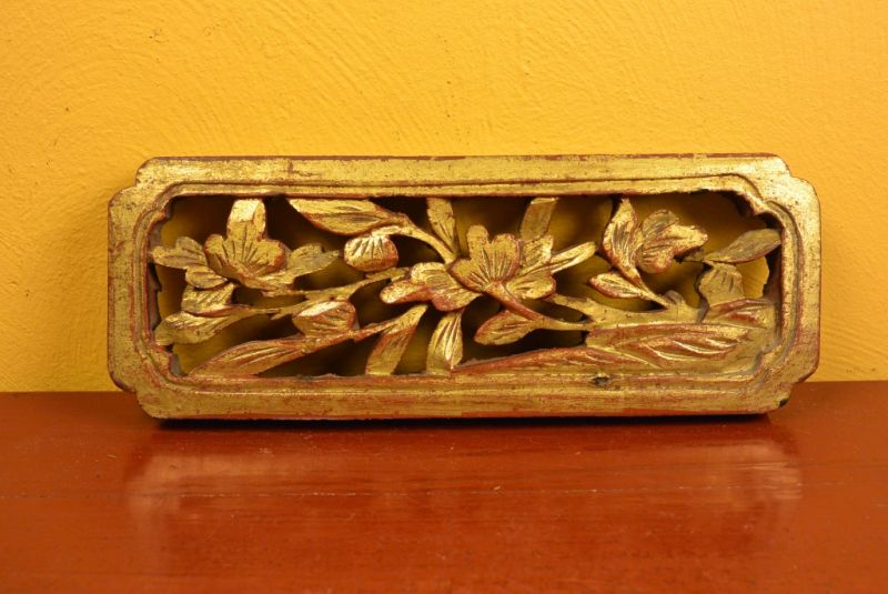 Old Asian Panel in Wood Flowers 1