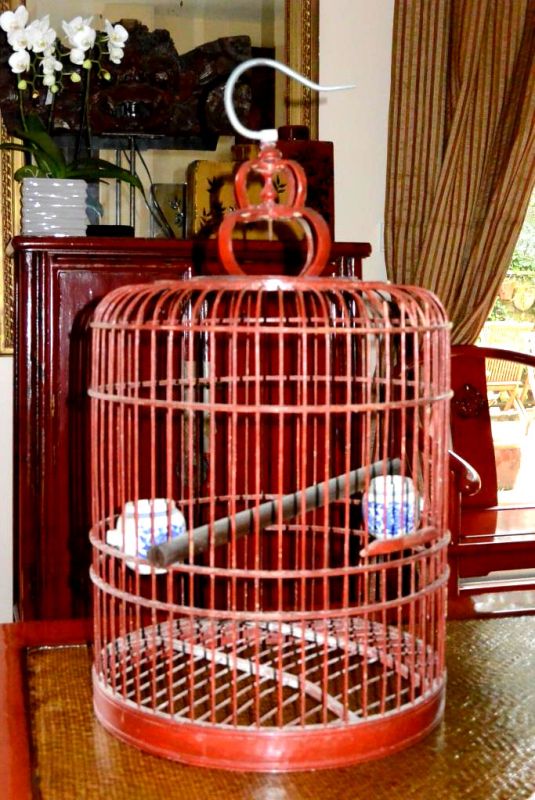 Old Chinese big wooden birdcage 4