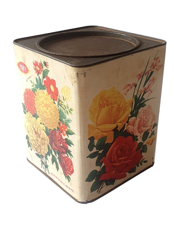 Old Chinese Biscuit Box -Flowers 1