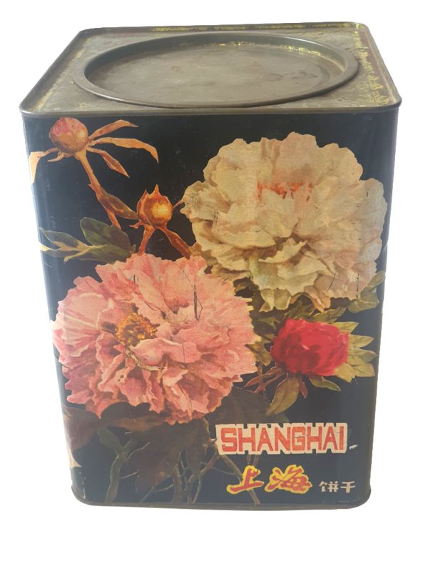 Old Chinese Biscuit Box -Flowers - Peonies 2