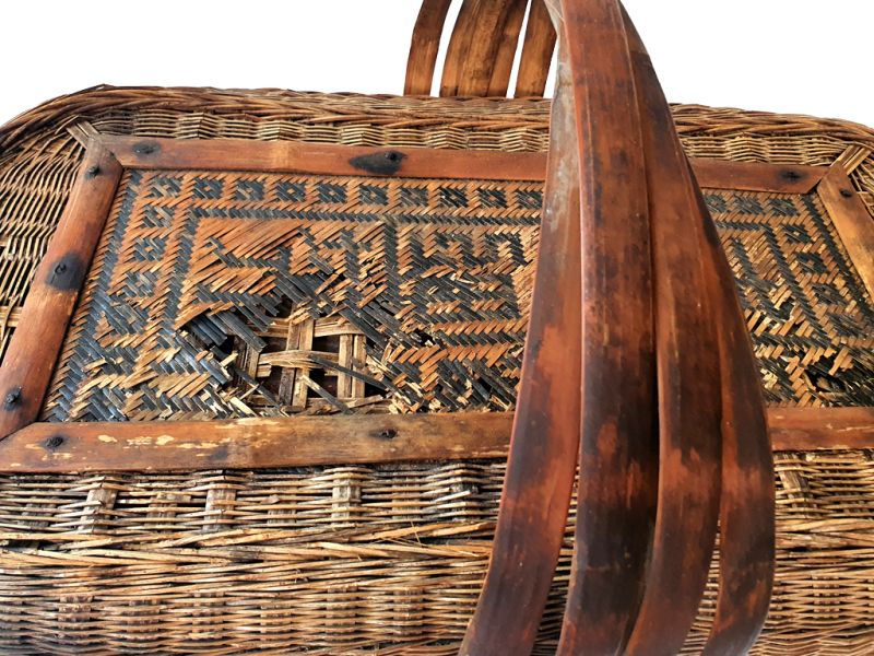 Old Chinese braided basket - Basket weaving - Damaged - Discount 2