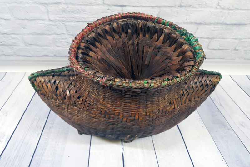 Old Chinese braided box - Basket weaving - Ancient Large Chinese fishing trap 2