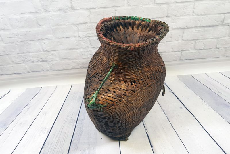 Old Chinese braided box - Basket weaving - Ancient Large Chinese fishing trap 4