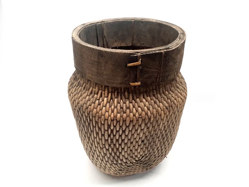 Old Chinese braided rice basket - Basket weaving - Large model 2