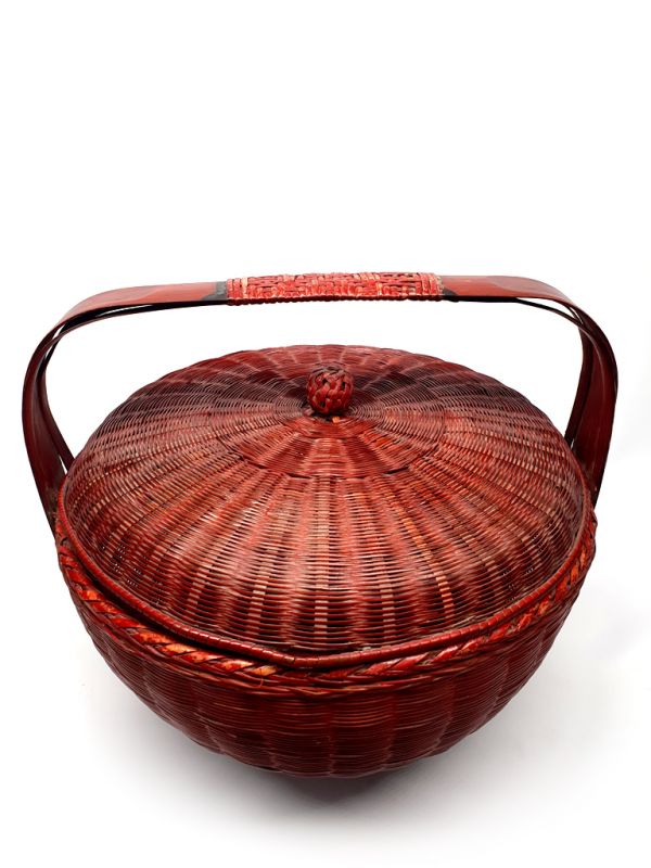 Old Chinese braided rice basket - Basket weaving - Round Basket - Merchandise 1