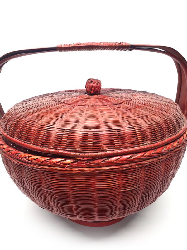 Old Chinese braided rice basket - Basket weaving - Round Basket - Merchandise 2
