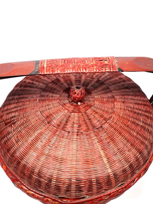 Old Chinese braided rice basket - Basket weaving - Round Basket - Merchandise 3