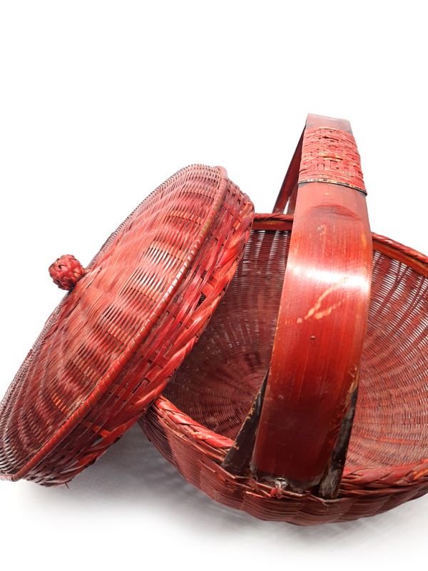 Old Chinese braided rice basket - Basket weaving - Round Basket - Merchandise 4