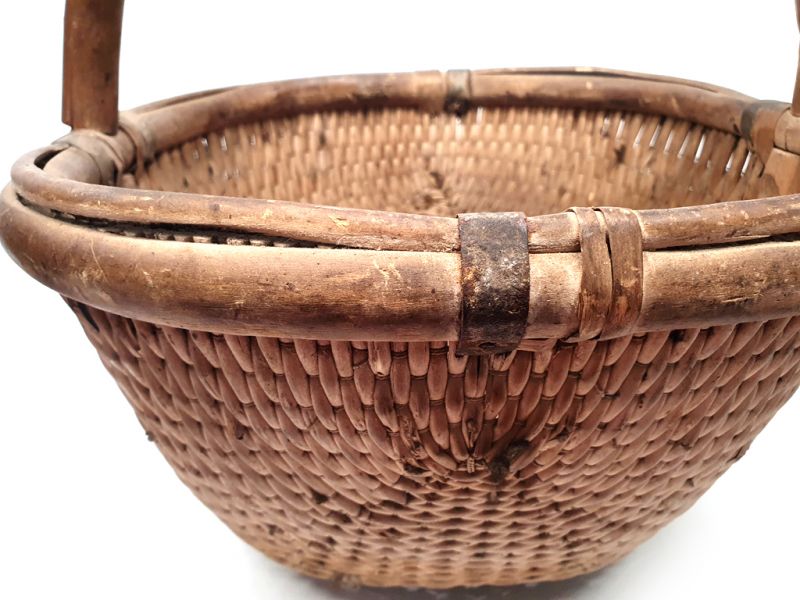 Old Chinese braided rice basket - Basket weaving - small chinese basket 4