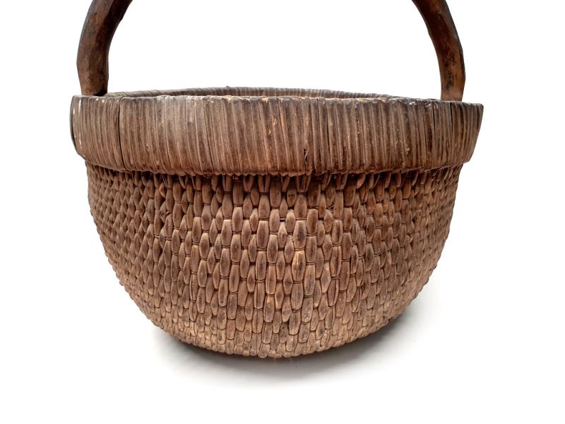 Old Chinese braided rice basket - Basket weaving - Small transport basket 2