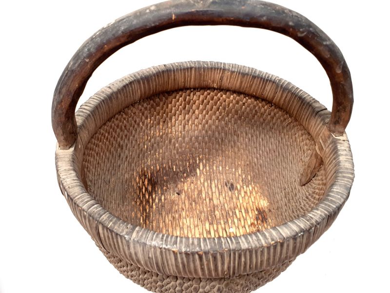 Old Chinese braided rice basket - Basket weaving - Small transport basket 3