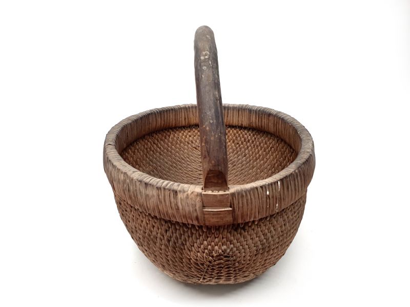 Old Chinese braided rice basket - Basket weaving - Small transport basket 4