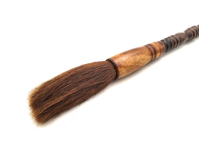 Old Chinese Brush - Wood - Brown handle and goat hair 3