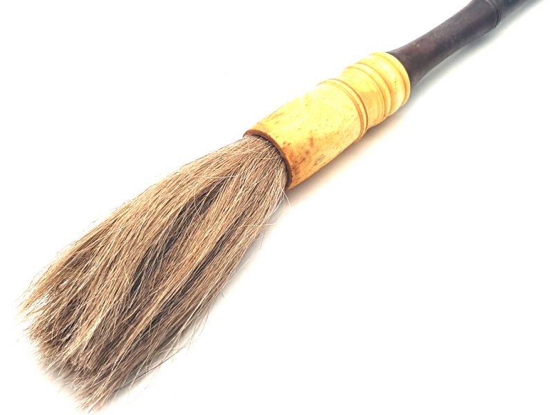 Old Chinese Brush - Wood - Brown handle and red hair 2