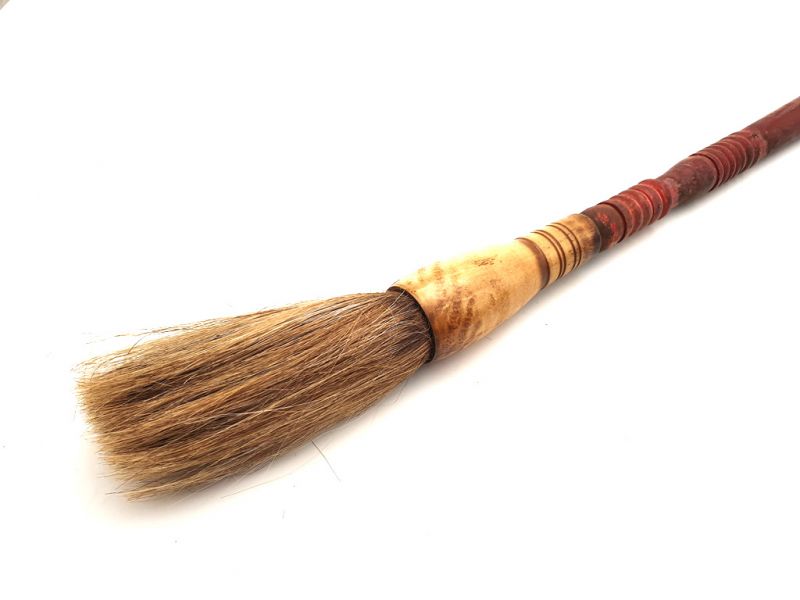 Old Chinese Brush - Wood - Red handle and goat hair 3