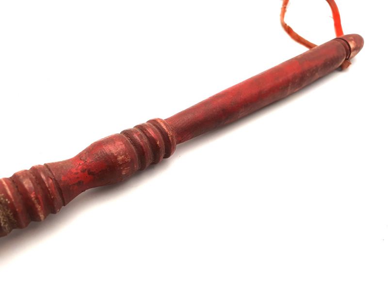 Old Chinese Brush - Wood - Red handle and red hair 3