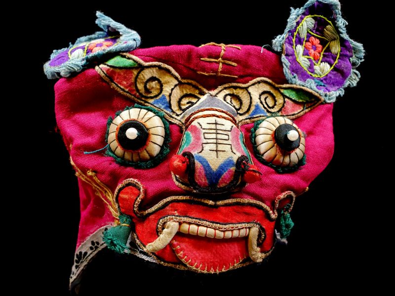 Old Chinese child headdress Funny Monster - Red 2
