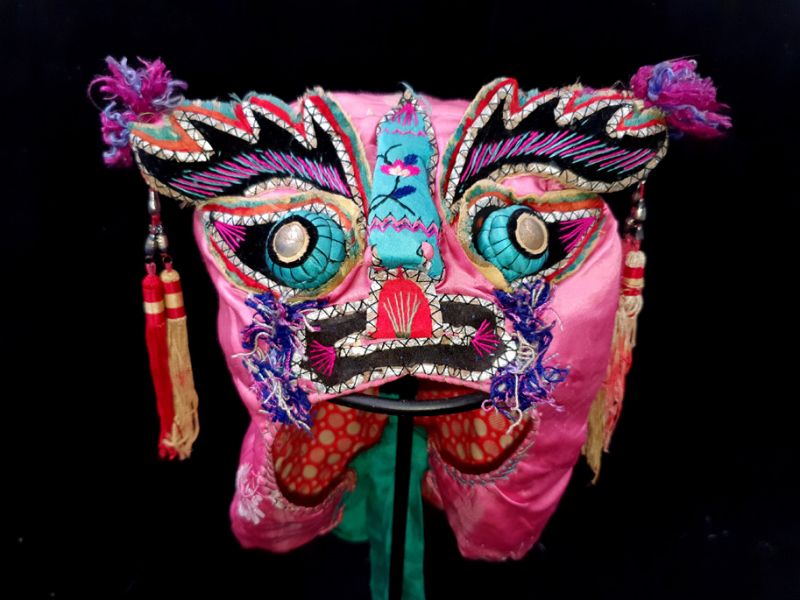 Old Chinese child headdress - Funny Pink dragon 1