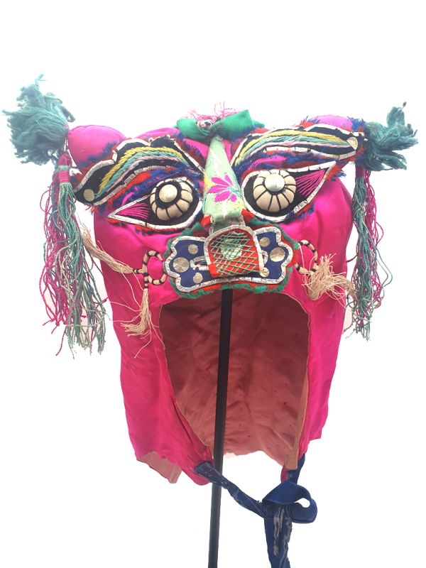 Old Chinese child headdress Pink Tiger 1
