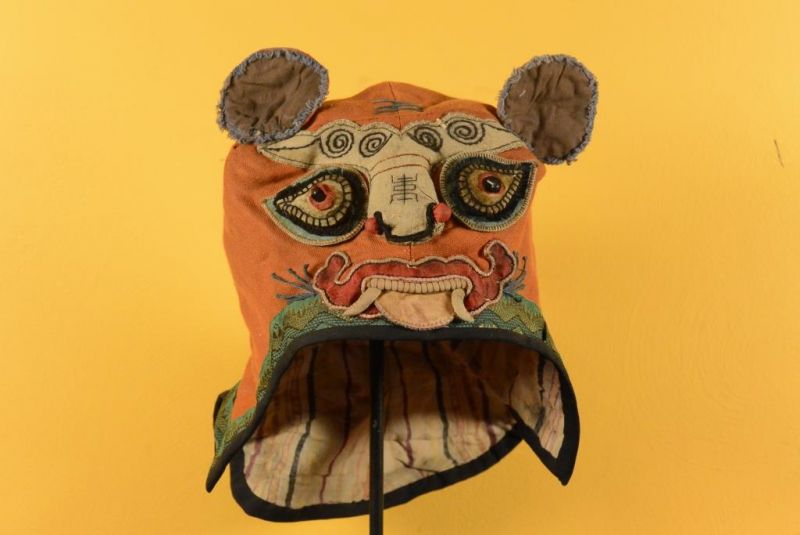 Old Chinese ethnic Headdress Tiger - Orange 1