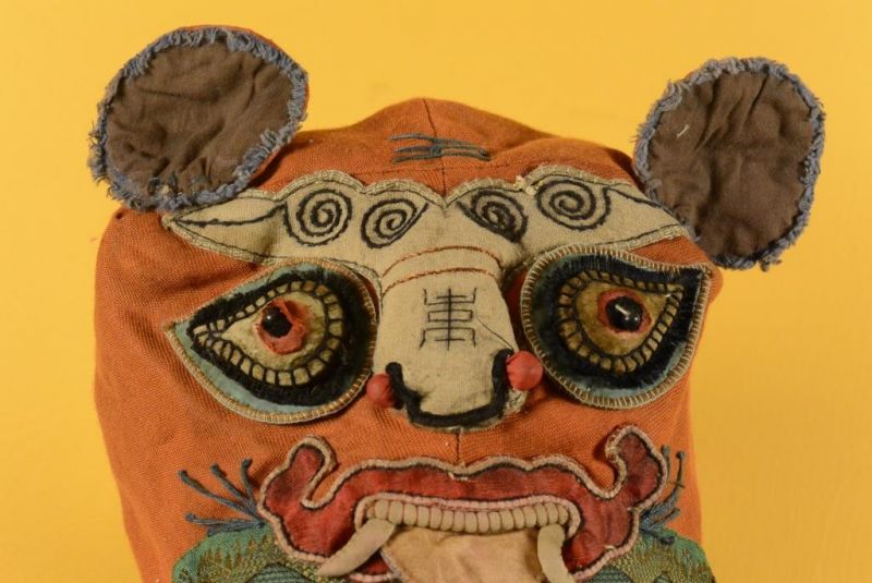 Old Chinese ethnic Headdress Tiger - Orange 3