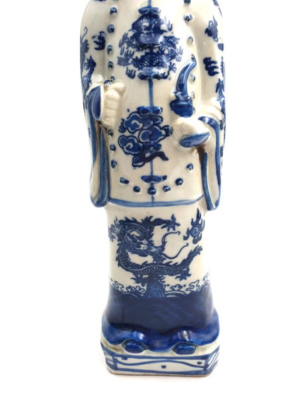 Old Chinese Mandarin in blue and white statue 3