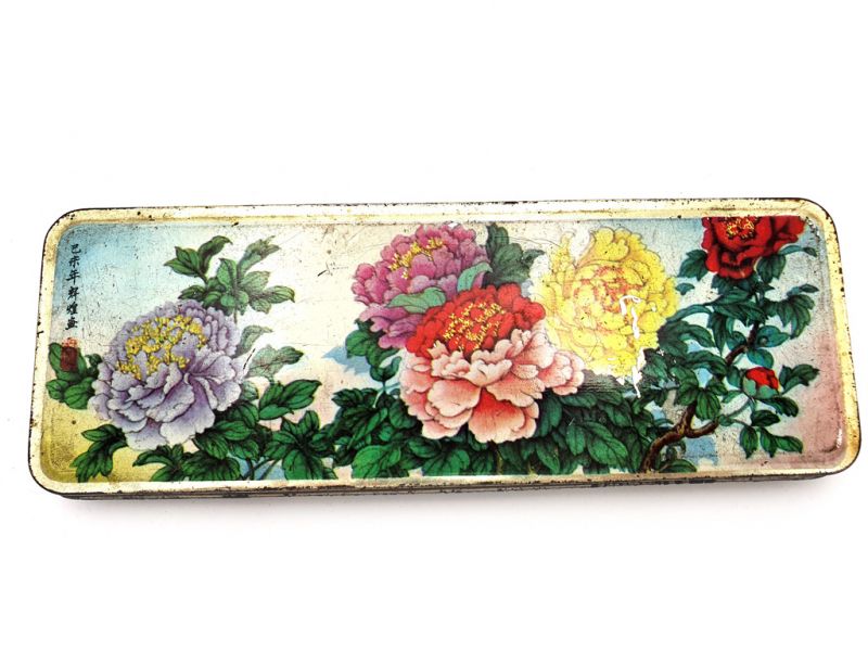 Old Chinese pencil boxes - Peonies 1