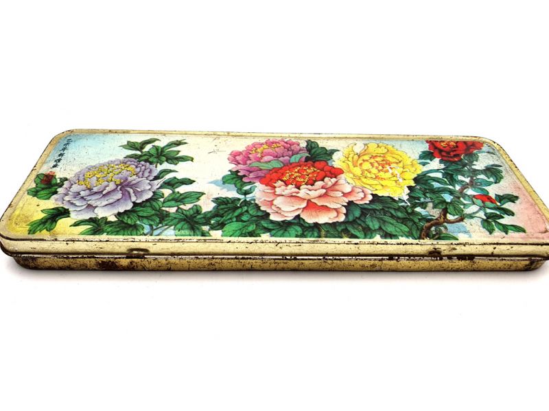 Old Chinese pencil boxes - Peonies 2