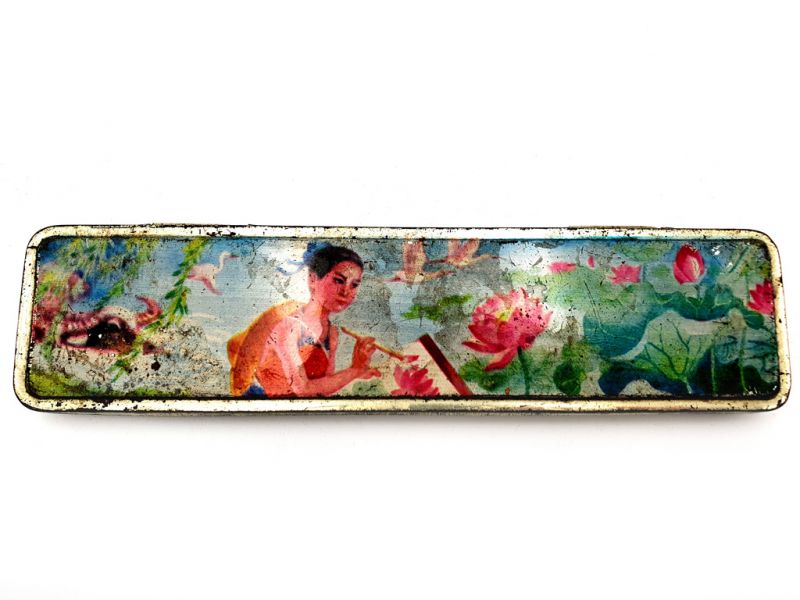 Old Chinese pencil boxes - The Lotus Painter - Chinese Nature 1