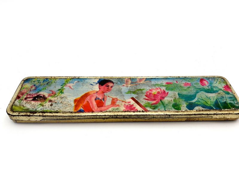 Old Chinese pencil boxes - The Lotus Painter - Chinese Nature 2