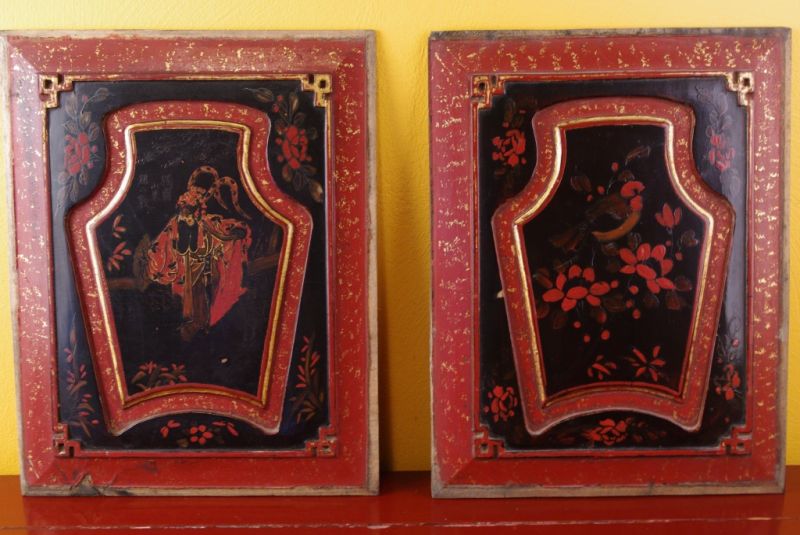 Old Chinese red wooden Panel 1