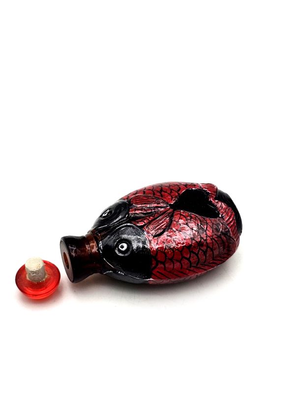 Old Chinese snuff bottle - Blown glass - Double fish 2
