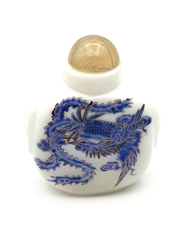 Old Chinese snuff bottle - Blown glass - Phoenix 1