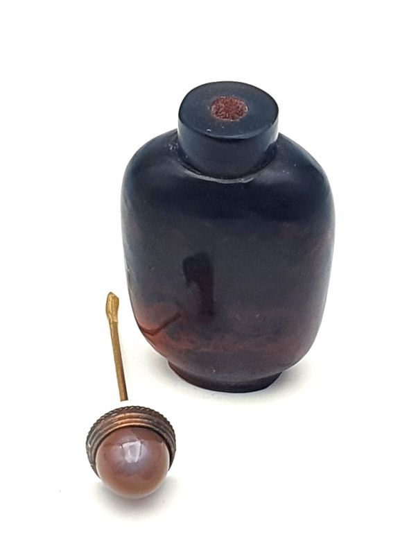 Old Chinese snuff bottle - Blown glass - Single vial - Smoke 3