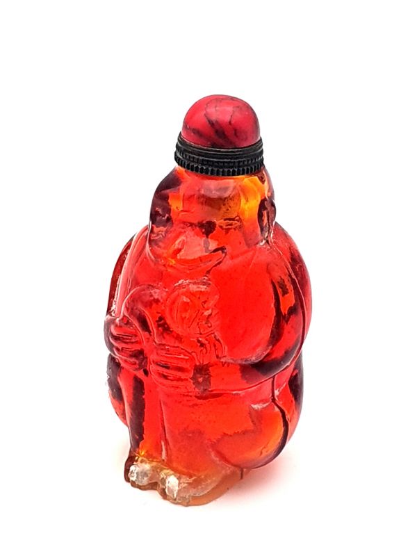 Old Chinese snuff bottle - Blown glass - The monkey 1