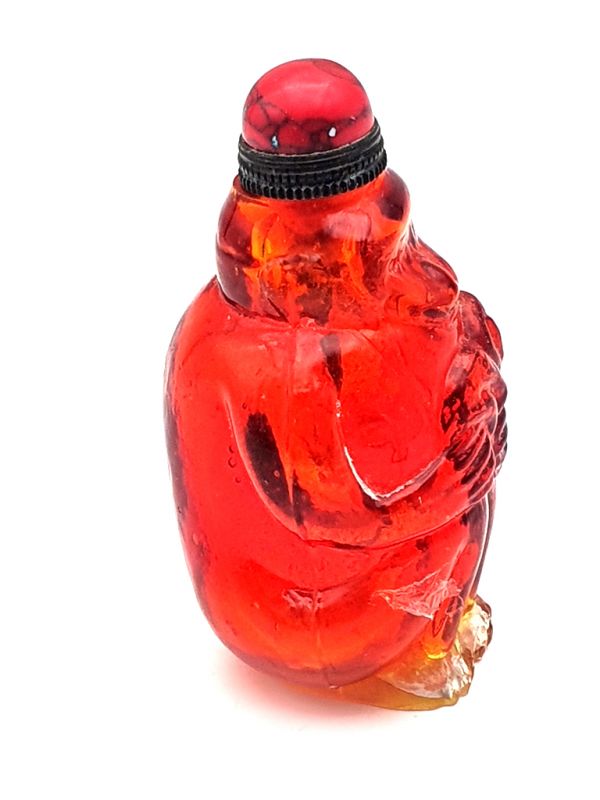 Old Chinese snuff bottle - Blown glass - The monkey 2
