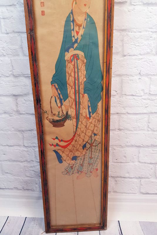 Old Chinese Wood Frame - Painting - Chinese Goddess 3 3