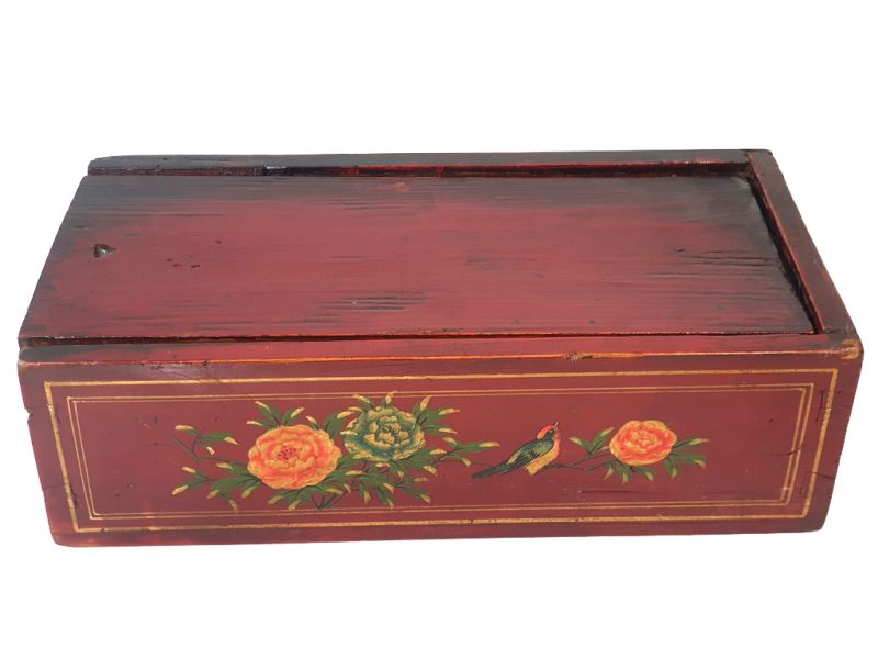 Old Chinese wooden chest - Flowers and Bird 2