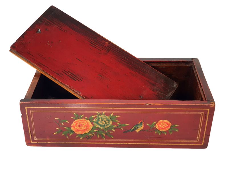Old Chinese wooden chest - Flowers and Bird 5